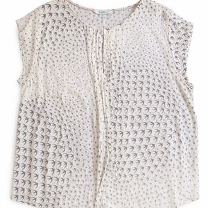 Boden Swallow Bird Print Blouse Ivory Boho Top Size 18